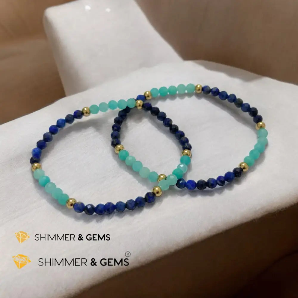 Thyroid Support 4mm Bracelet with Stainless Steel Beads (Amazonite & Lapis) Bracelets