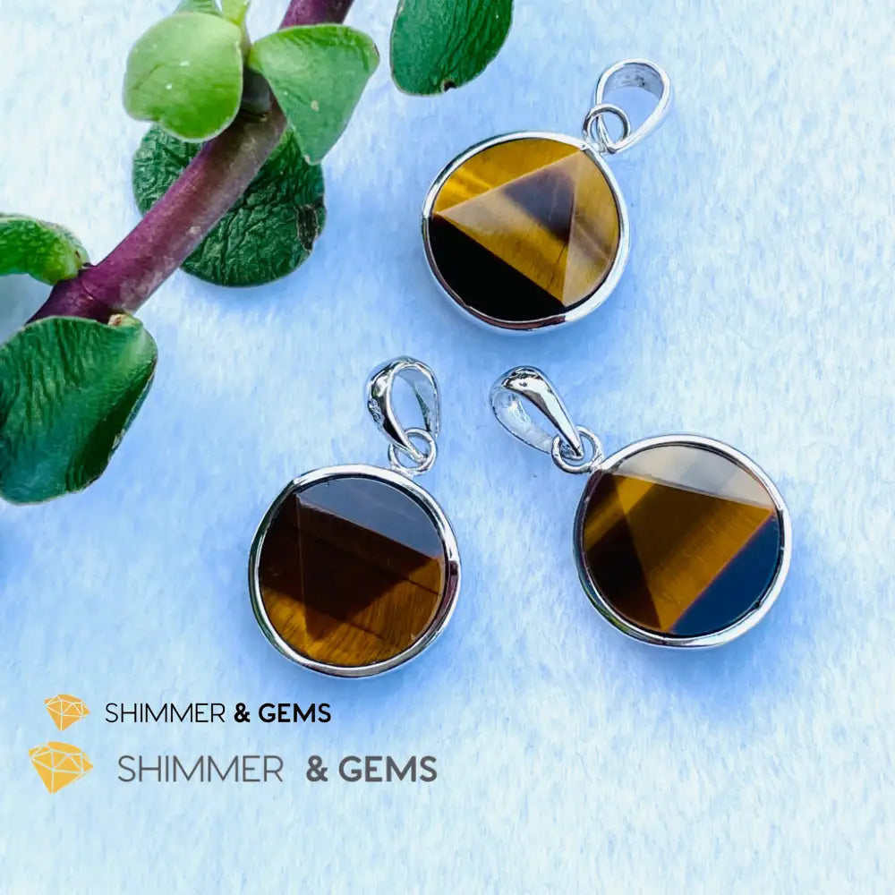 Star Of David Tigers Eye 12Mm Pendants 925 Silver Charms &