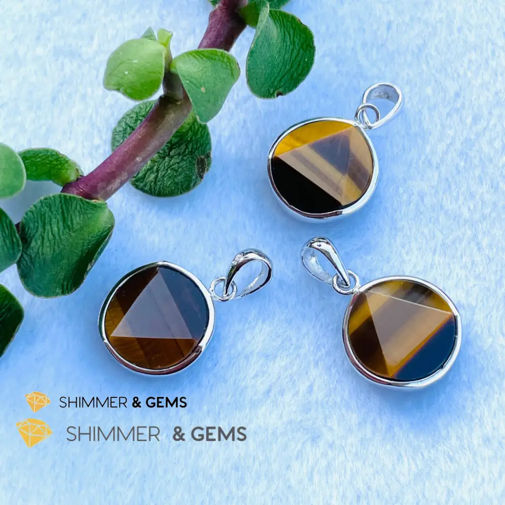 Star Of David Tigers Eye 12Mm Pendants 925 Silver Charms &