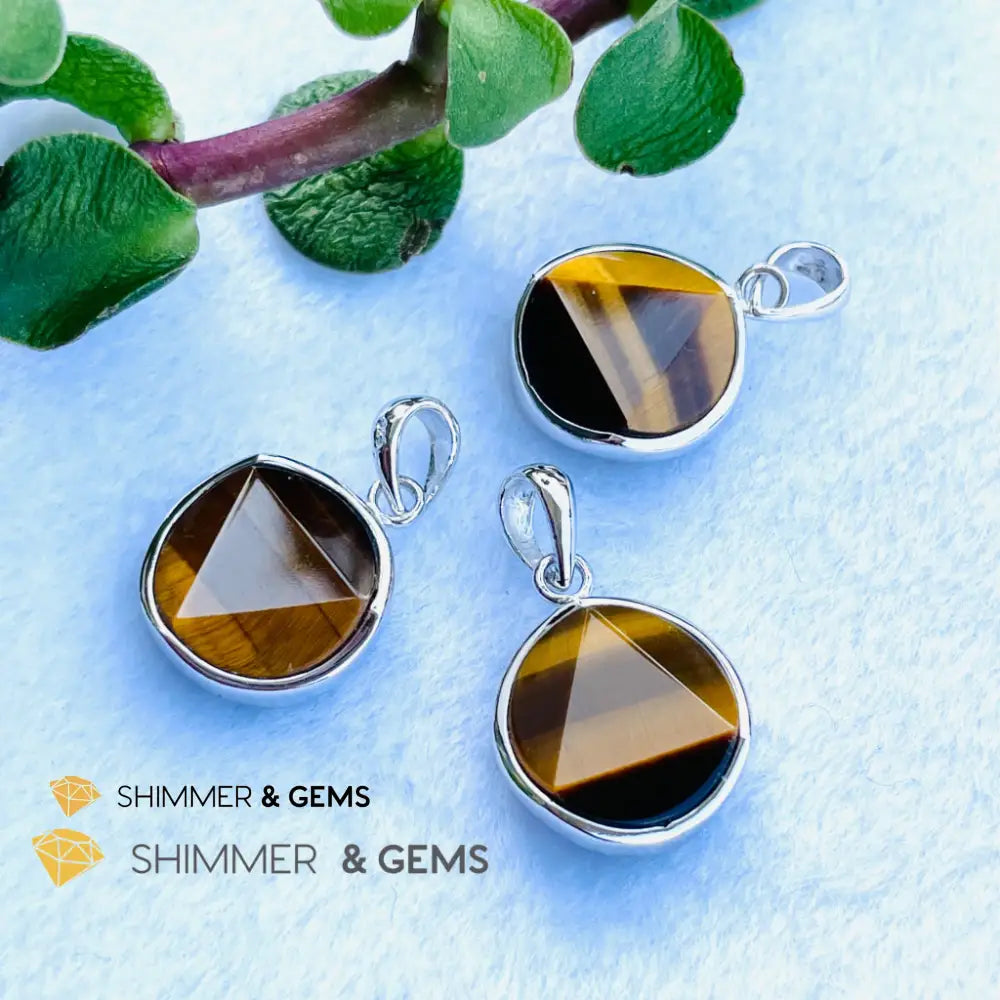 Star Of David Tigers Eye 12Mm Pendants 925 Silver Charms &