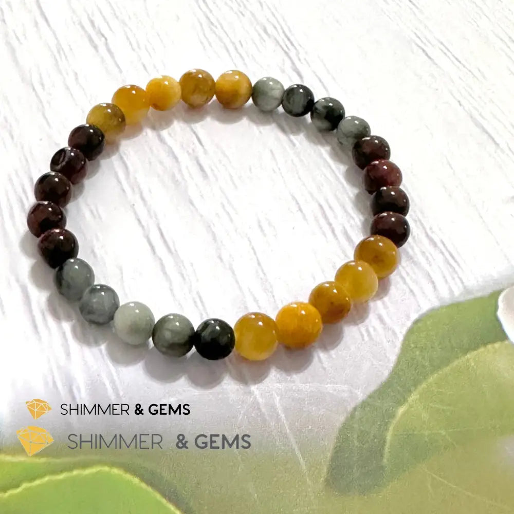 Triple Power Red Blue & Golden Tiger’s Eye Bracelet 6mm