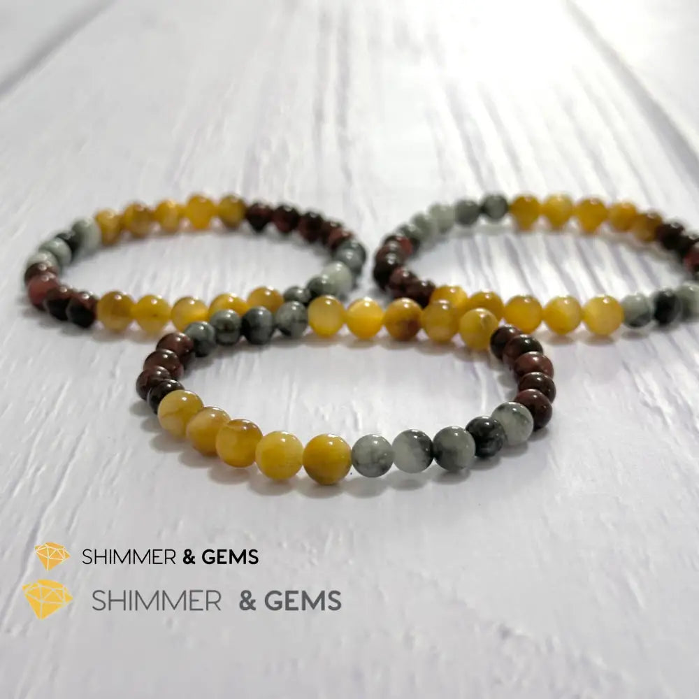 Triple Power Red Blue & Golden Tiger’s Eye Bracelet 6mm