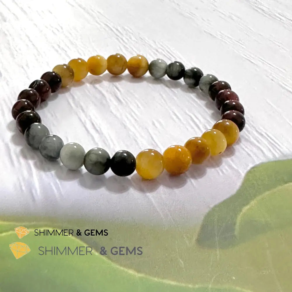 Triple Power Red Blue & Golden Tiger’s Eye Bracelet 6mm