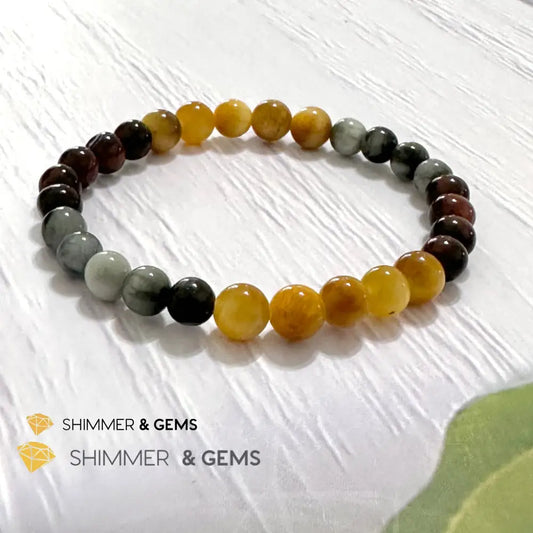 Triple Power Red Blue & Golden Tiger’s Eye Bracelet 6mm 5.5”