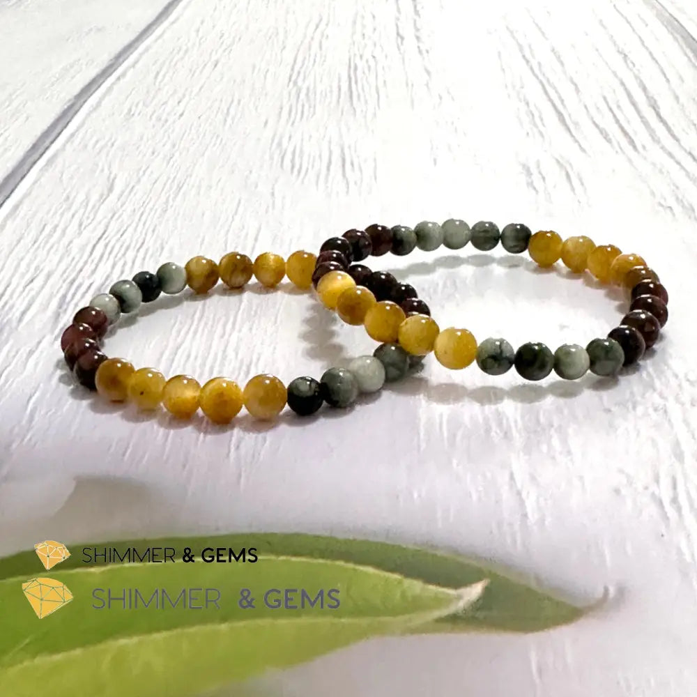 Triple Power Red Blue & Golden Tiger’s Eye Bracelet 6mm