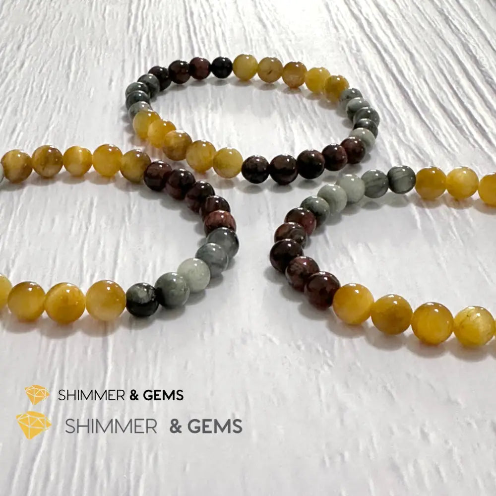 Triple Power Red Blue & Golden Tiger’s Eye Bracelet 6mm