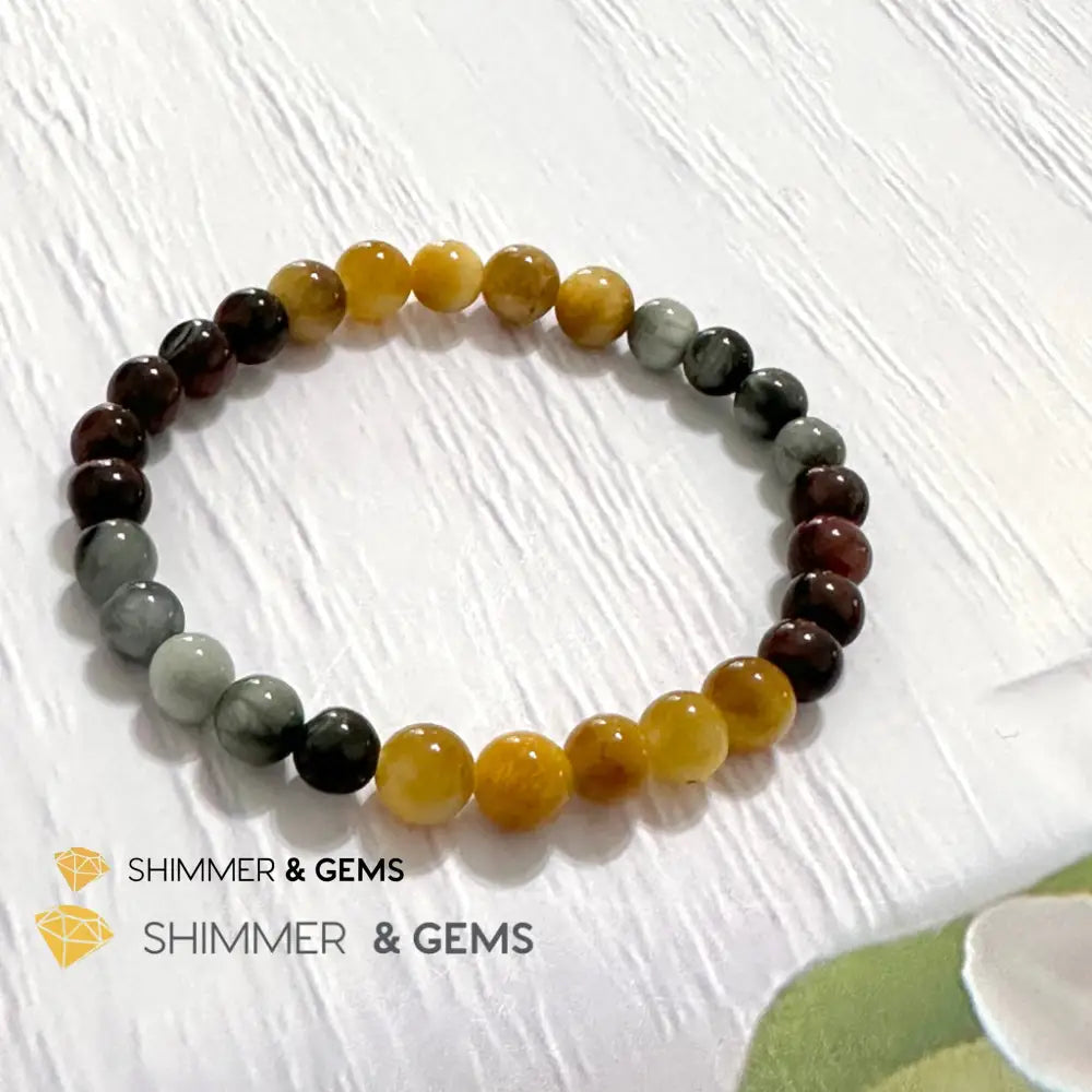 Triple Power Red Blue & Golden Tiger’s Eye Bracelet 6mm