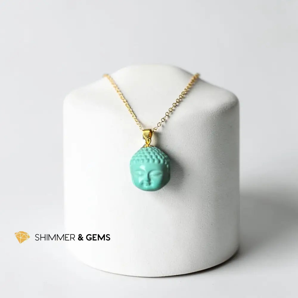 Turquoise Buddha Head 12mm in 18k Solid Gold Pendant - 12mm Pendant