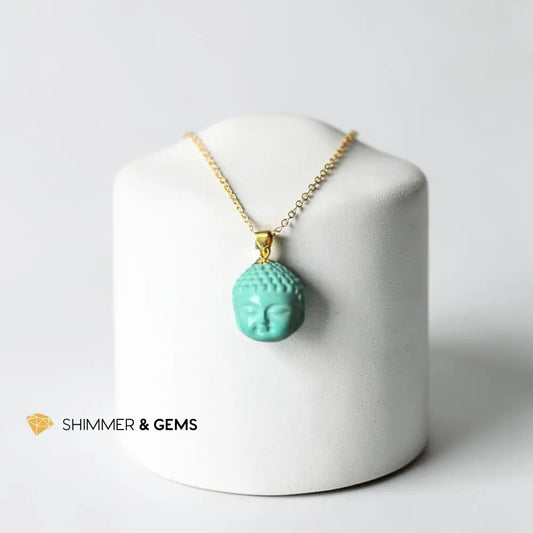 Turquoise Buddha Head 12mm in 18k Solid Gold Pendant - 12mm Pendant
