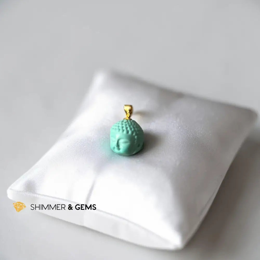 Turquoise Buddha Head 12mm in 18k Solid Gold Pendant - 12mm Pendant