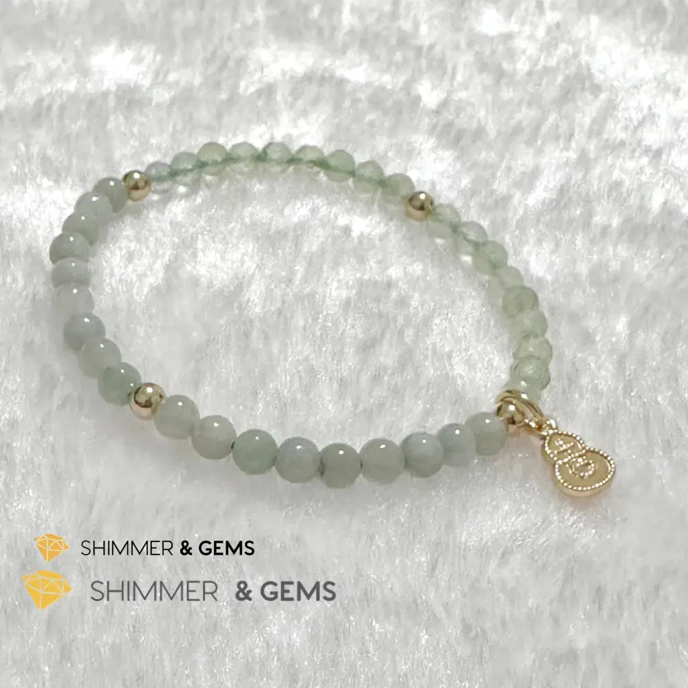 Wealth and Good Health Bracelet (Prehnite Burma Jade & 14k Goldplated Copper Wu Lou Charm) Bracelets