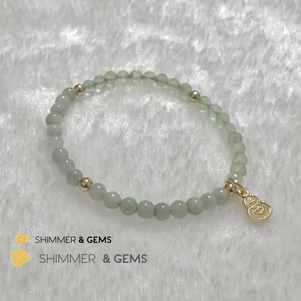 Wealth and Good Health Bracelet (Prehnite Burma Jade & 14k Goldplated Copper Wu Lou Charm) Bracelets