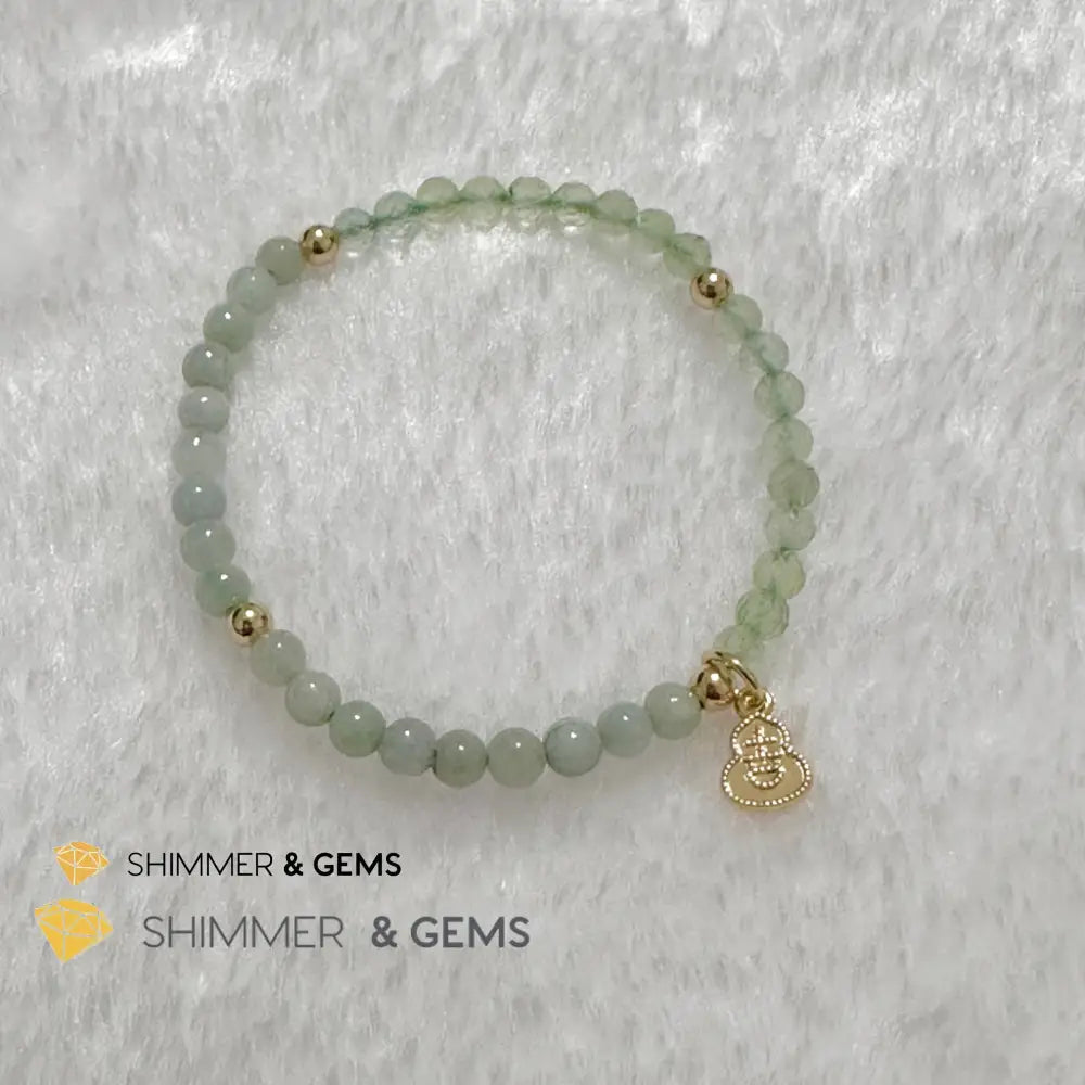 Wealth and Good Health Bracelet (Prehnite Burma Jade & 14k Goldplated Copper Wu Lou Charm) Bracelets