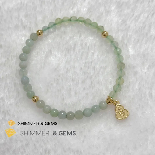 Wealth and Good Health Bracelet (Prehnite Burma Jade & 14k Goldplated Copper Wu Lou Charm) Bracelets