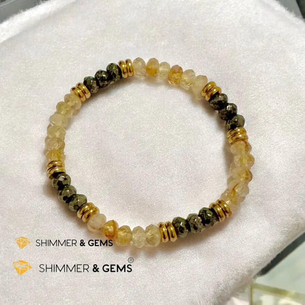 Wealth Magnet Bracelet (Pyrite & Citrine 4x6mm Rondelle) with stainless steel beads Bracelets
