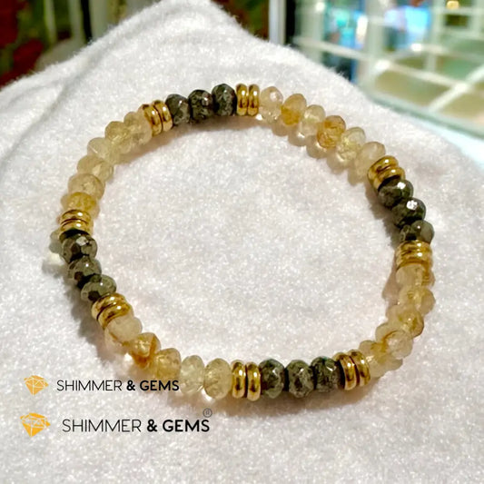 Wealth Magnet Bracelet (Pyrite & Citrine 4x6mm Rondelle) with stainless steel beads Bracelets