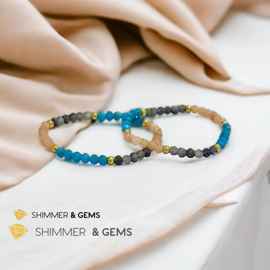 Weight Loss Remedy Bracelet (Blue Apatite Sunstone Iolite 4mm with Stainless Steel Beads)