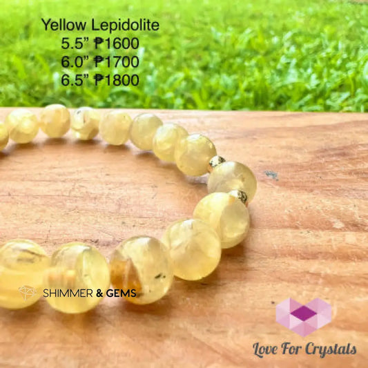 Yellow Lepidolite (Rare!) 6.0” Bracelets